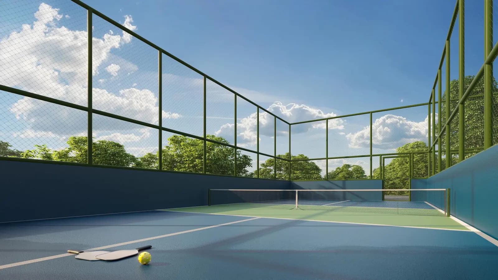 Perspectiva ilustrativa: quadra de pickleball do Citàge Santé